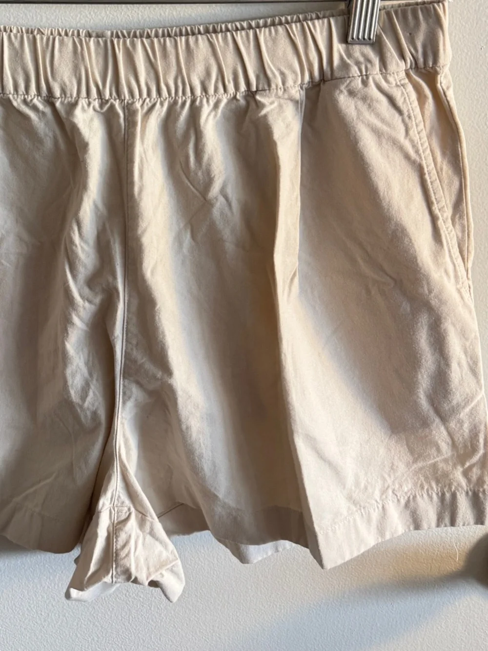Uniqlo 100% Cotton Women’s Cream Elastic-Waist Drawstring Shorts Size XL